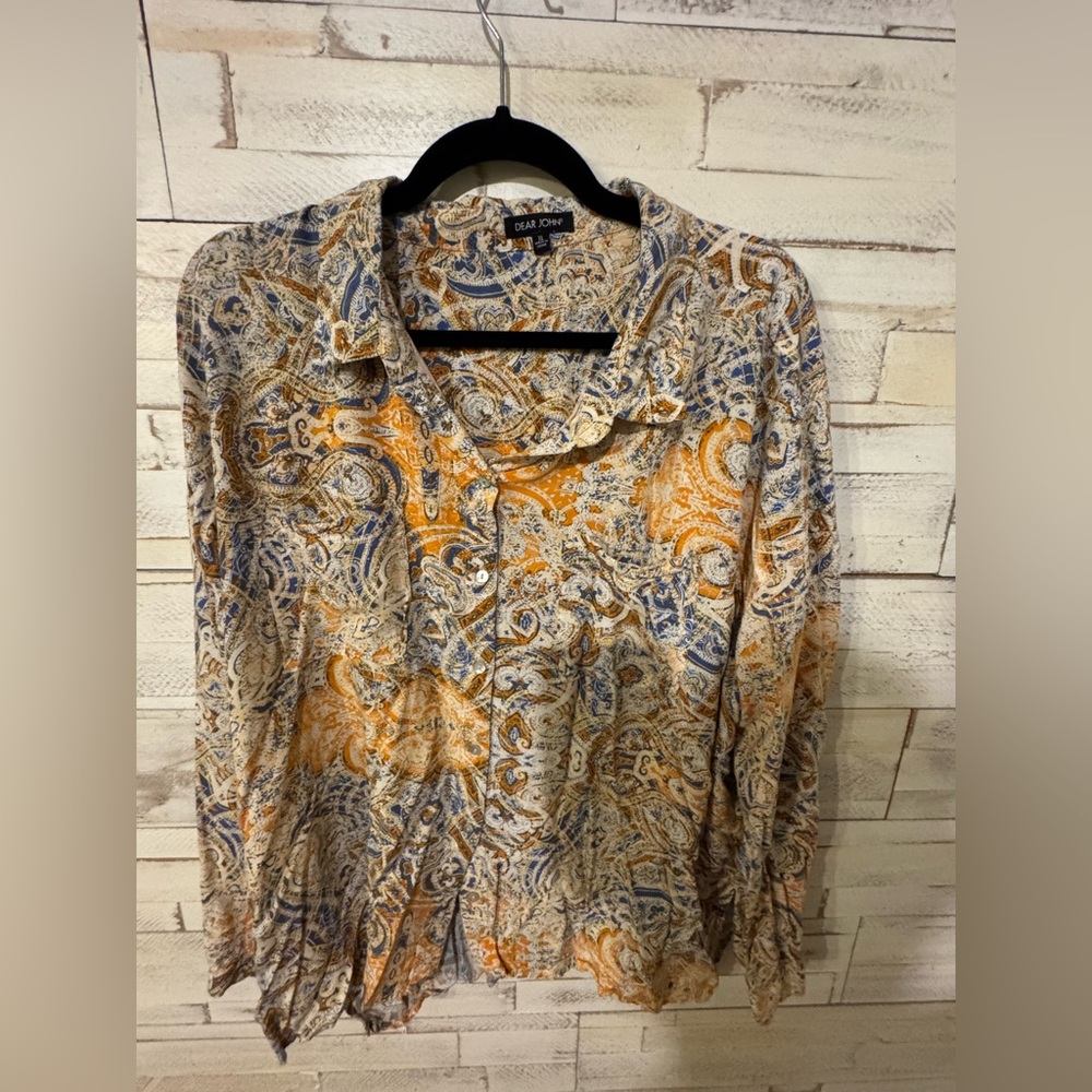 2for$20-Women's Paisley Top - Orange and Blue